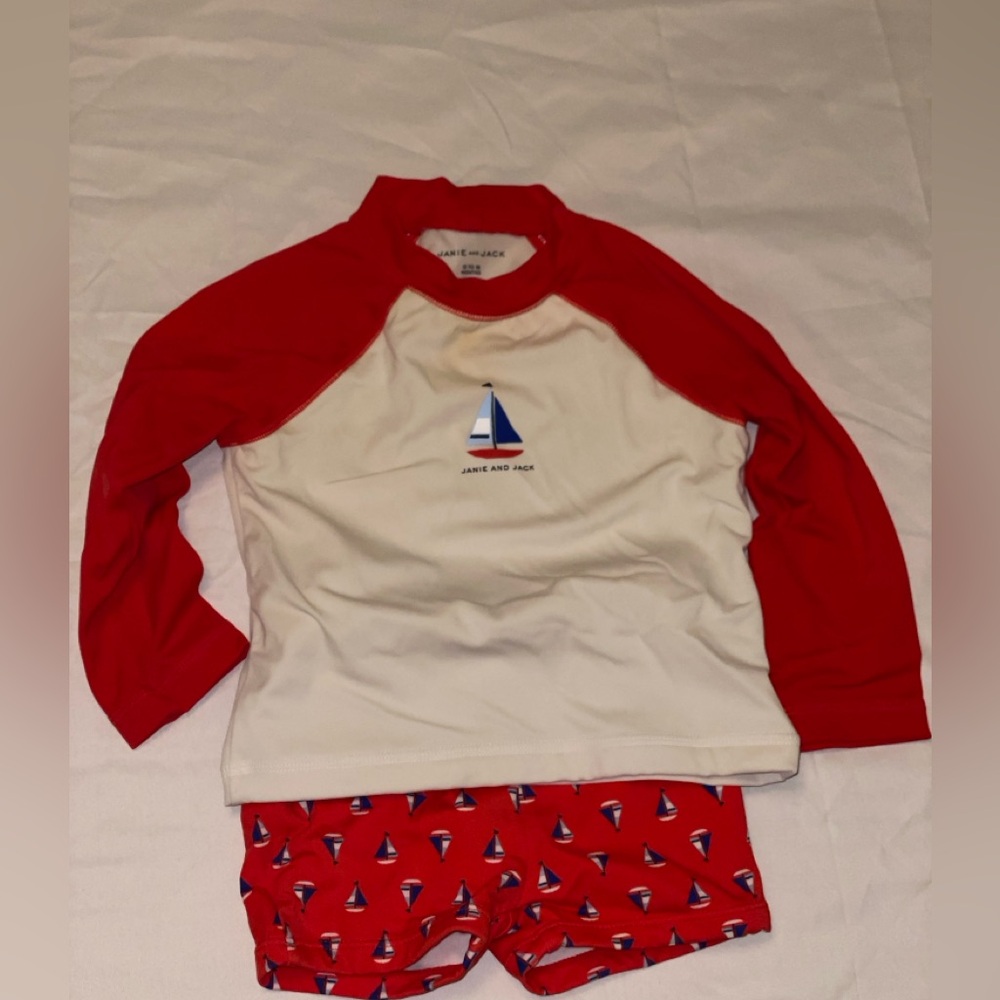 Janie and Jack Rash Guard and Swim Trunks